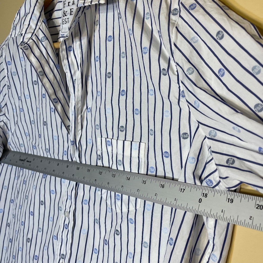 Frank & Eileen Blue and White Logo Striped Shirt - Picture 15 of 16